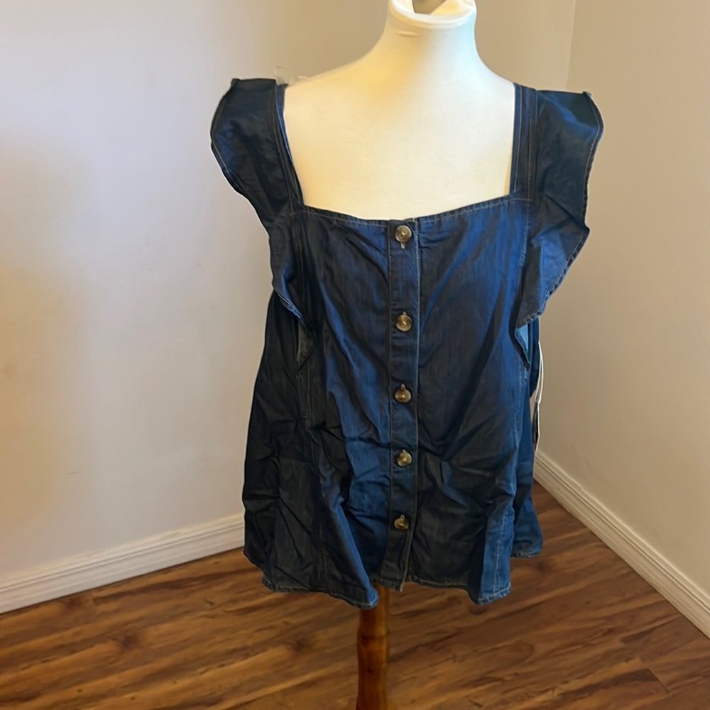 Denim smock tank top